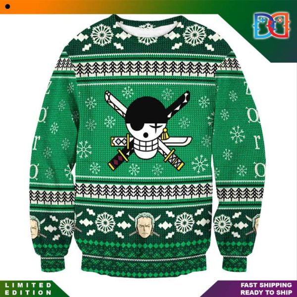 One Piece Roronoa Zoro Logo Face Ugly Sweater Gifts