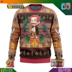 One Piece Shanks Art Character Pattern Wreath Ugly Christmas Sweater