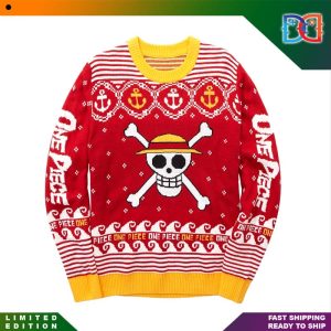 One Piece Straw Hat Pirates Jolly Roger Emblem Ugly Christmas Sweater