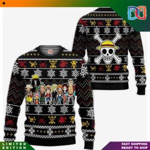 One Piece Straw Hat Pirates Skull Logo Pattern Ugly Christmas Sweater