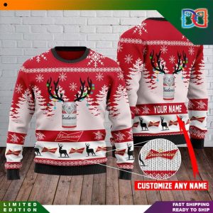 Personalized Budweiser Winter Pattern Funny Ugly Christmas Sweater