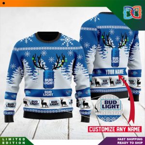Personalized Deer Bud Light Logo Pattern Funny Ugly Sweater