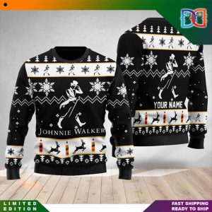 Personalized Johnnie Walker Logo Snow Pattern Ugly Christmas Sweater