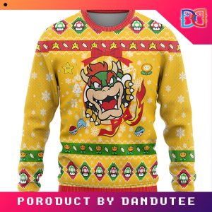 Super Mario Bowser Face Game Ugly Christmas Sweater