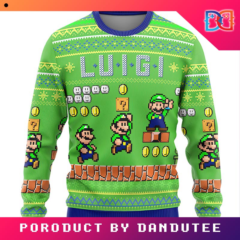 Super Mario Luigi Game Ugly Christmas Sweater