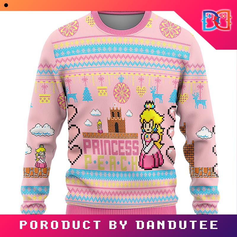 Super Mario Princess Peach Game Ugly Christmas Sweater