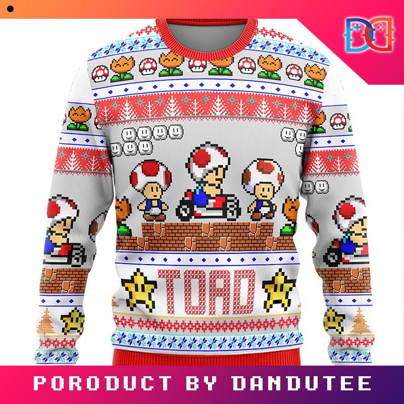 Super Mario Toad Game Ugly Christmas Sweater
