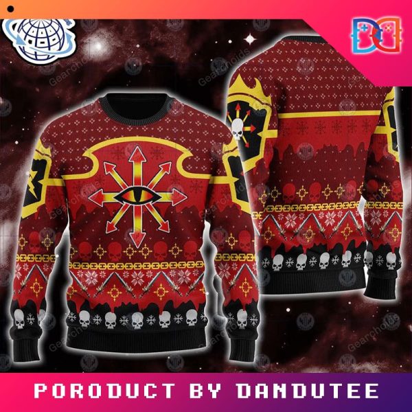 Warhammer 40k Chaos Reigns Khorne Iconic Game Ugly Christmas Sweater