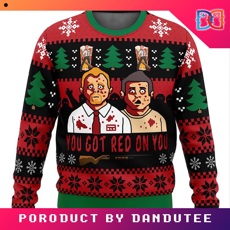 Youve Got red On You Shaun of the Dead Game Ugly Christmas Sweater