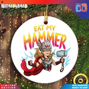 Marvel Thor Love And Thunder Mighty Thor Eat My Hammer Raglan Marvel Christmas Ornaments