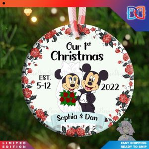 Personalized Disney Mr Mickey And Mrs Minnie Ceramic Christmas Ornaments