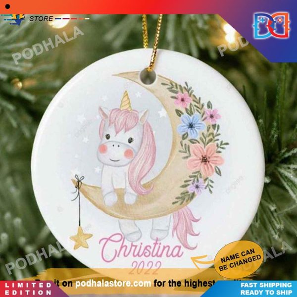Personalized Familys Unicorn and Moon Bring Your Ideas Thoughts And Imaginations Into Reality Today Christmas Ornaments