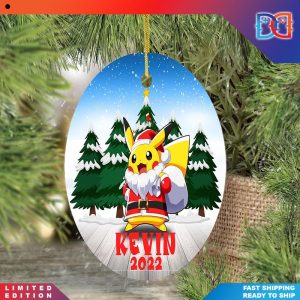 Personalized Pokemon Pikachu Santa Christmas Ornaments