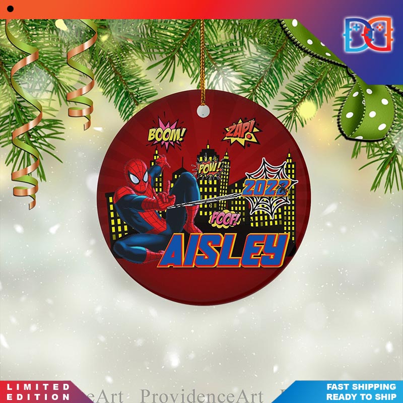 Personalized Spider Man Superhero Christmas Ornaments