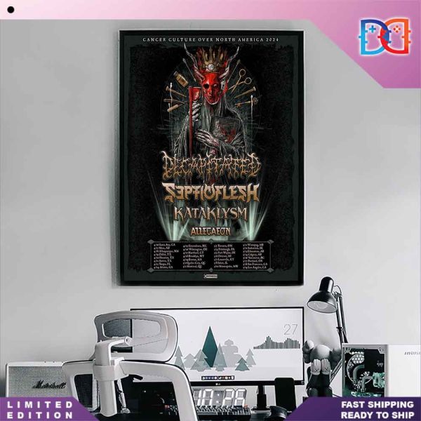 Cancer Culture Over North America 2024 Tour Date Decapitated and Septicflesh Home Decor Poster Canvas