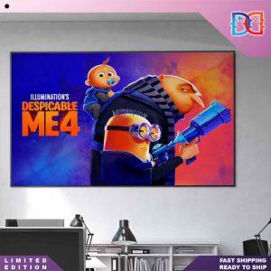 Despicable Me 4 Gru Junior Gru And The Minions Only In Theaters July 3 Home Decor Poster Canvas