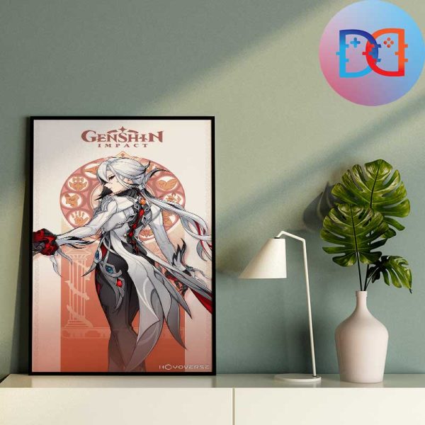 Genshin Impact New Character Arlecchino Dire Balemoon Head Of The House Of The Hearth Fan Gifts Home Decor Poster Canvas
