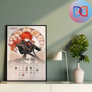 Genshin Impact April 2024 Calendar Fan Gifts Home Decor Poster Canvas