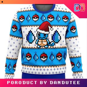 Nintendo Pokemon Legends Squirtle Pixel Style Game Ugly Christmas Sweater