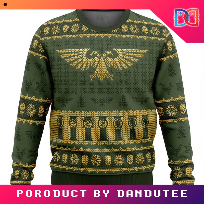 Warhammer 40k Imperium Green Color Game Ugly Christmas Sweater - Dandutee