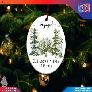 Personalized Engagement Gift Announcement Couples Christmas Ornaments