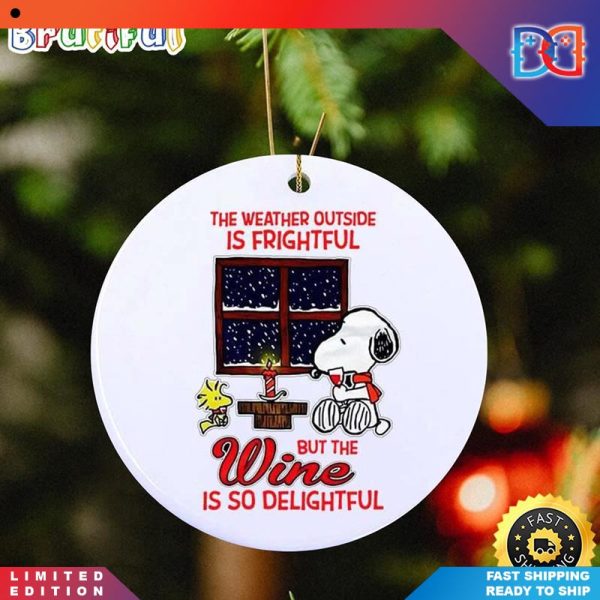 Wine Is So Delighful Funny Woodstock Snoopy NFL Hallmark Christmas Ornaments