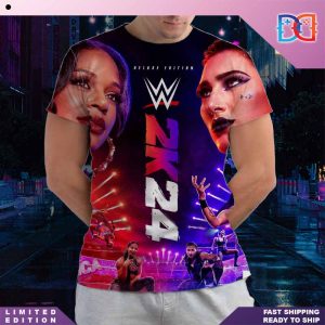 Bianca Belair vs Rhea Ripley In The WWE 2K24 Cover Fan Gifts All Over Print Shirt