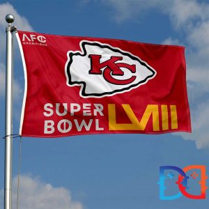 Kansas City Chiefs 2024 Super Bowl Bound and AFC Champions Fan Gifts Flag