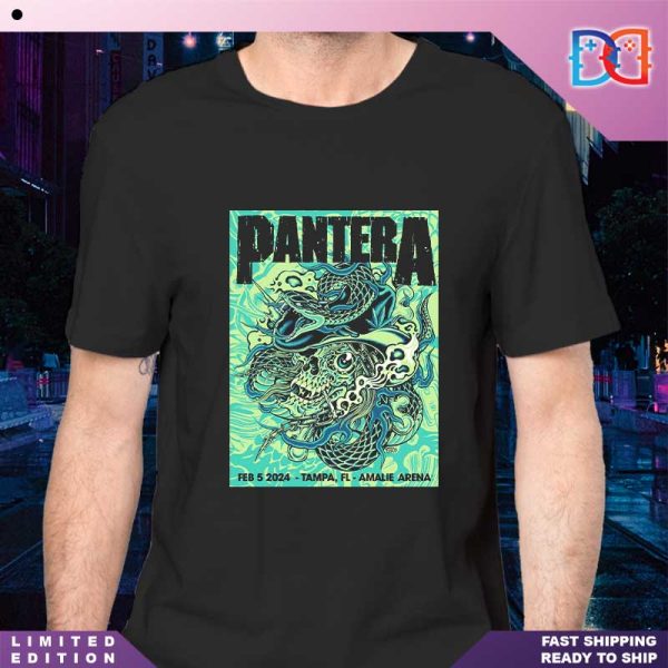 Pantera Tour Feb 05 2024 Tampa FL Amalie Arena Green Snake Classic Shirt