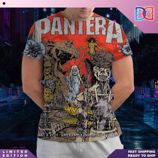Pantera Tour February 3 2024 Amerant Bank Arena Sunrise Florida Cowboys Skull All Over Print Shirt