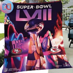 Super Bowl Magazine LVIII First Page With Champion Cup Fan Gifts Queen Bedding Set Fleece Blanket