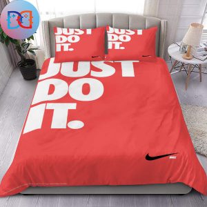 Nike Just Do It Red And White Classic Queen Bedding Set
