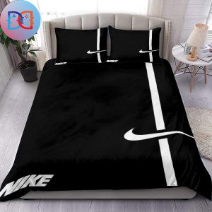 Nike Logo Classic Signature Luxury Black And White Queen Bedding Set