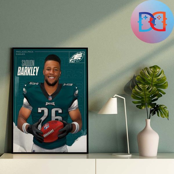 Saquon Barkley With Philadelphia Eagles Fan Gifts Home Decor Poster Canvas