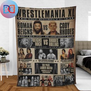 WrestleMania XL 2024 Old School Edition Queen Bedding Set Fleece Blanket